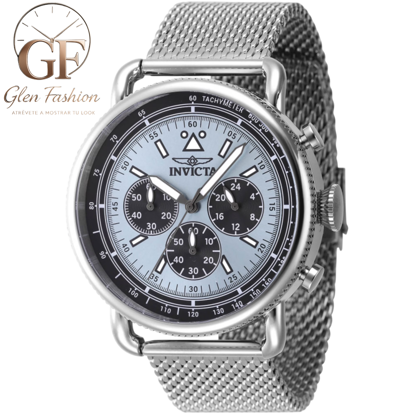 Invicta 47359 Reloj de Pulsera de Malla con Esfera Azul y Cronómetro para Hombre